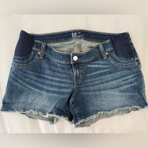 GAP Maternity Blue Denim Frayed Shorts